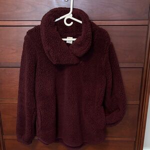 Jockey Deep Burgundy Cowl Neck Fleece Sweater